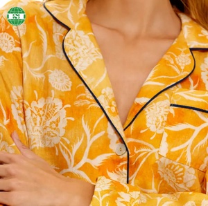 <span class=keywords><strong>Pigiami</strong></span> in lino con stampa floreale personalizzati pantaloni abbinati pigiama Set grafico su tutta la stampa Pjs pantaloni o pantaloncini a maniche lunghe o corte - Product Image 2