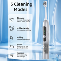 Nouvelle brosse à dents électrique à vibration sonique alimentée par puce visuelle LED intelligente | Chargement USB | 5 | Étanche IPX8 | Autonomie de la batterie de 30 jours
