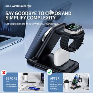 Chargeur sans fil magnétique pliable 4 en 1 25W pour iPhone Xiaomi <span class=keywords><strong>Samsung</strong></span> Galaxy <span class=keywords><strong>Watch</strong></span> 6 <span class=keywords><strong>5</strong></span> 4 Station de charge rapide - Product Image 5