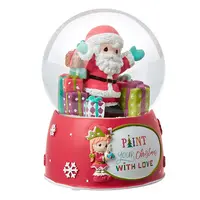 Polyresina/resina globe de neve pintura seu natal com amor 11 ° papai noel 4th anual resina elf e vidro musical globo de neve