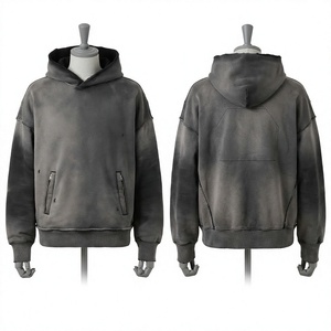 Sudaderas con Capucha para Hombre, Personalizadas al por Mayor, 100% Algodón, 450 g/m², Lavado Ácido, Estilo Vintage, Efecto Desgastado, Borde Crudo - Product Image 2