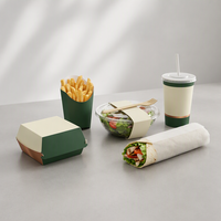 Boîte à hamburger en kraft personnalisable avec logo, biodégradable, écologique, imperméable, support incliné en papier kraft pour frites