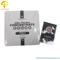 Petits sacs scellés sur 3 côtés Sachet en aluminium d'emballage personnalisé pour l'emballage de poudre de protéine de lactosérum Pochette debout en PE pour impression alimentaire
