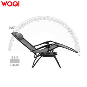 เก้าอี้พักผ่อนกลางแจ้ง Woqi Zero Gravity ปรับเอนได้ พร้อมหมอน พับเก็บได้ สีเทา - Product Image 2