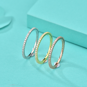 Bague d'éternité empilable de luxe en argent sterling 925 <span class=keywords><strong>GR13</strong></span>, sertie de diamants et de zircons, pour fiançailles et mariage, bijoux fins pour femmes - Product Image 4