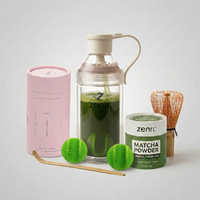 Ensemble cadeau de thé matcha personnalisé en verre borosilicate à double paroi pour débutants
