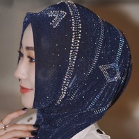 Voile musulman luxueux fait main décoré de cristaux - Voile et foulard en maille de diamant haut de gamme