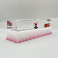 Presse-papiers liquide transparent en acrylique avec flotteur Lapin Cadeau du Père Noël, couleur laiteuse, paillettes, ornement de bureau, décoration d'intérieur, souvenir