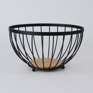 Bát Đựng Trái Cây Đáy Tre Bằng Dây Sắt Cho Nhà Bếp Giỏ Đựng Trái Cây Bằng Kim Loại - Product Image 3