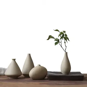 Vaso de cerâmica decorativo pequeno, vaso de flores secas retrô com estampa, biscoito