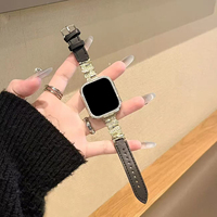 Bracelet de montre Upro Fashion pour femme, luxe, diamants irréguliers, métal + cuir véritable, 41 42 45 49 mm pour Apple Iwatch 11 10 9 8 7 Ultra