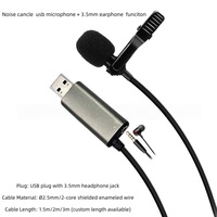 Microphone Lavalier USB Filaire de 2m avec Port Écouteurs 3,5mm pour Ordinateurs Portables, de Bureau, Terminaux de Point de Vente et Enregistrement