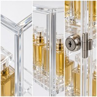 Vitrine de Comptoir Moderne en Acrylique Calic pour 24 Flacons de Parfum, Transparente, Verrouillable, Taille Personnalisée, OEM