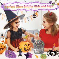 Kit de Slime de Halloween para Niños, Set de Slime Transparente con Dijes Espeluznantes, Cuentas de Espuma y Purpurina, OEM, Recuerdo de Fiesta, Venta al por Mayor