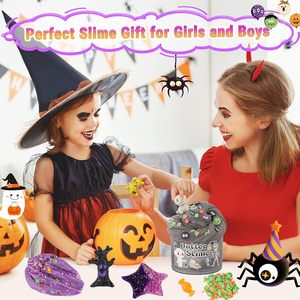 Kit de slime d'Halloween pour enfants, ensemble de slime transparent effet <span class=keywords><strong>nuage</strong></span>, avec breloques effrayantes, perles en mousse et paillettes, OEM, idéal pour les fêtes et la vente en gros - Product Image 6