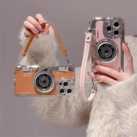 Coque de téléphone DYL Rétro pour iPhone 17 Pro Max avec sangle et chaîne en TPU, design tendance, antichoc