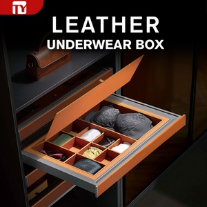 TIANYI Pull Out Aluminum Alloy Bedroom Underwear Storage <b>Box</b> Silent <b>Wardrobe</b> Accessory with Cover - Product Image 1