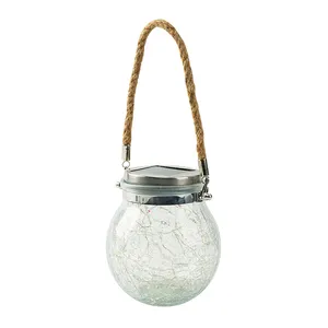 Solar Lantern Crackle Glass Ball Solar Lanterns Solar Garden Decor Patio Lights Hanging Solar Lights Outdoor Decorative Lantern