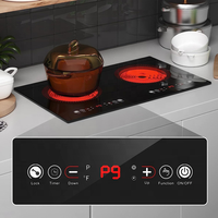 Table de cuisson électrique ANHANE 24 pouces, 2 brûleurs, encastrable/sur table, 110V 2400W, panneau en verre céramique, commande tactile LED, protection contre la surchauffe