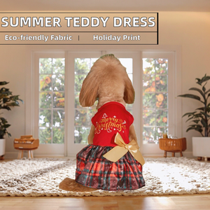 C085 Robe Teddy Moderne Écologique pour Chats, Taille XS, Motif Nœuds Papillon Princesse, en Polyester – Vêtement Tendance pour l'Automne - Product Image 2