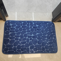 Tapis de salle de bain moderne en flanelle gaufrée à rebond lent, épais, couleur unie, design carré, en gros, en stock transfrontalier