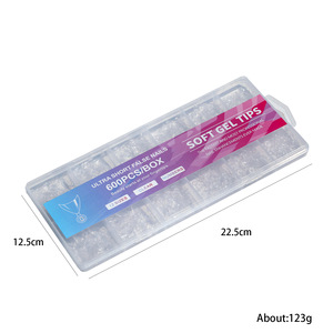 Nouveauté 600 Pièces/Boîte Faux Ongles en Gel Ultra Courts Mat/Transparents à Recouvrement Partiel, Embouts D'Ongles Amande Carrés en Gel Souple - Product Image 6
