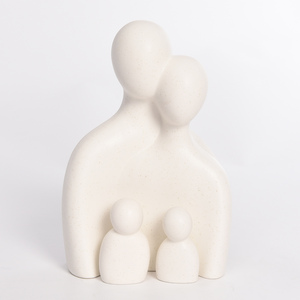 Conjunto de 3 estátua moderna de família de cerâmica, acessórios de decoração de casa única, item de ornamento de mesa ajustável - Product Image 3
