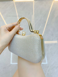 New Women's Shiny Hard Clutch <b>Bag</b> Polyester Material Cross-Border Trend Wedding Party Dinner Matching Gift <b>Small</b> Square Tanjing - Product Image 2
