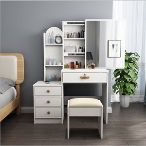 Moderna Toletta in MDF con Specchio LED, Cassetti Portaoggetti e Sgabello Incluso, Arredamento per Camera da Letto - Product Image 5