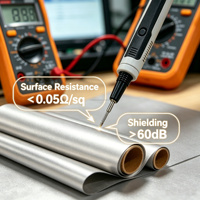 Tela de Protección EMI de Alto Rendimiento, 60-90dB, Recubierta de Ni-Cu, para Pruebas EMC en Electrónica
