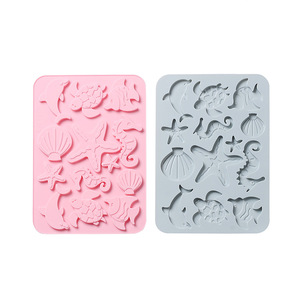 Moldes de Silicona Antiadherentes con Temática de Animales Marinos, Reutilizables, de Grado Alimenticio, Lindos Moldes Magnéticos de Silicona para Chocolate, Dulces y Hielo - Product Image 1