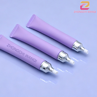 Tube de crème pour les yeux imprimé sur mesure, embout à bille et capuchon électroplaqués argent, tube cosmétique souple en plastique à presser