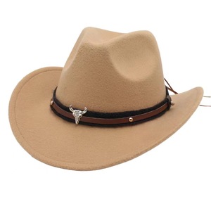 Vente en gros nouveau chapeau de cowboy en feutre western chapeau de cow-boy de fête ethnique décontracté chapeau fedora pour adulte - Product Image 2