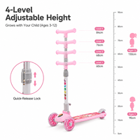 Trottinette pliable moderne pour enfants, trottinette légère à 3 roues pour enfants avec roues LED en PU, jouet éducatif pour les sports de plein air