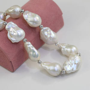 Collar de perlas de agua dulce pesada para mujer, joyería de 15x20mm, AA, nucleada bola de fuego, barroco, de verano - Product Image 4