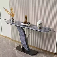 Table console moderne de luxe en métal écologique avec base courbée artistique pour l'entrée, le salon, la salle à manger, la décoration de la maison
