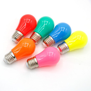 หลอดไฟ LED สีต่างๆ ขั้วเกลียว E27 ทรงลูกแพร์ A45 โคมไฟพีซี กำลังไฟเต็ม AC 85-265V แสงไฟเอฟเฟกต์พิเศษ - Product Image 2