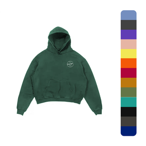 Venta caliente de los hombres ropa de calle recortada lavado ácido Sudadera con capucha personalizada en blanco 450Gsm French Terry 100% algodón suelta gota bordada - Product Image 1