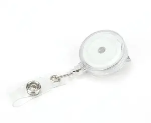 OEM 32mm Round ABS Translucent Retractable Badge Reel Alligator Clip with PVC Strap