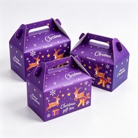 Boîte à emporter de Noël avec poignée, disponible en plusieurs couleurs, boîte cadeau pliable pour aliments et fruits, conteneur à emporter avec logo personnalisé