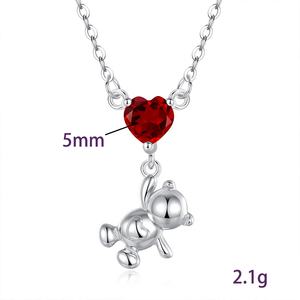 Collier pendentif ours en pierre naturelle taillée en forme de cœur de 5 mm, en argent S925, cadeau de mariage pour femmes - Product Image 6