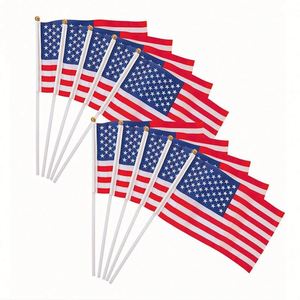 <b>Mini</b> <b>Hand</b> Waving Flags with Plastic Pole Custom Logo Printed Personalized Promotional Small Stick Flags for Events & Parades - Product Image 2