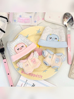 Vêtements de poupée en coton personnalisés de 10 cm, ensemble deux pièces mignon avec chapeau et barboteuse, ensemble de remplacement pour poupée en peluche rose et bleu