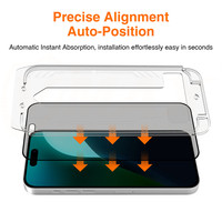 Protector de Pantalla con Privacidad y Eliminación de Polvo con Alineación Automática para iPhone 18 17 16 15 Pro Max, Película de Vidrio Templado 2.5D con Herramienta de Instalación