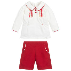 Ropa para Niños, Conjuntos de Ropa para Bebés, Camisas, Pantalones Cortos, Overoles, 2 Piezas, Estilo Vintage, Venta al por Mayor, 08AS105375 - Product Image 5