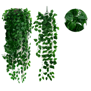 Commercio all'ingrosso piccolo broccato verde foglia di simulazione di plastica appesa a parete pianta da fiore interno/esterno - Product Image 6