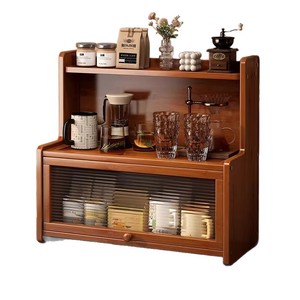 Solid wood sideboard, wall-mounted integrated storage cabinet, modern minimalist kitchen cabinet, <b>home</b> tea and water storage - Product Image 3