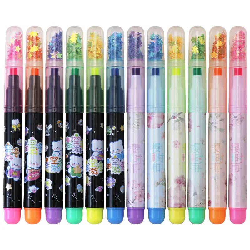 ANI 중국 OEM 공장 다섯 개의 뾰족한 별 장식 만화 형광펜 학생 사용 형광펜 세트