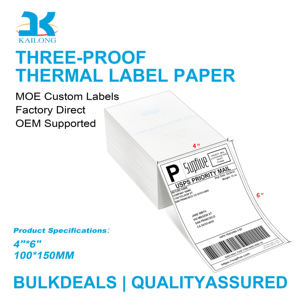 Étiquettes thermiques personnalisées 100x150mm, écologiques, forte adhérence, doublure en papier vélin blanc, vente en gros, emballage en vrac - Product Image 1