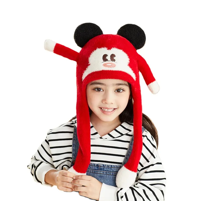 Allogogo CPC Newest Cartoon Rabbit panda bear Moving Ears kids plush hat children's winter hats for winter